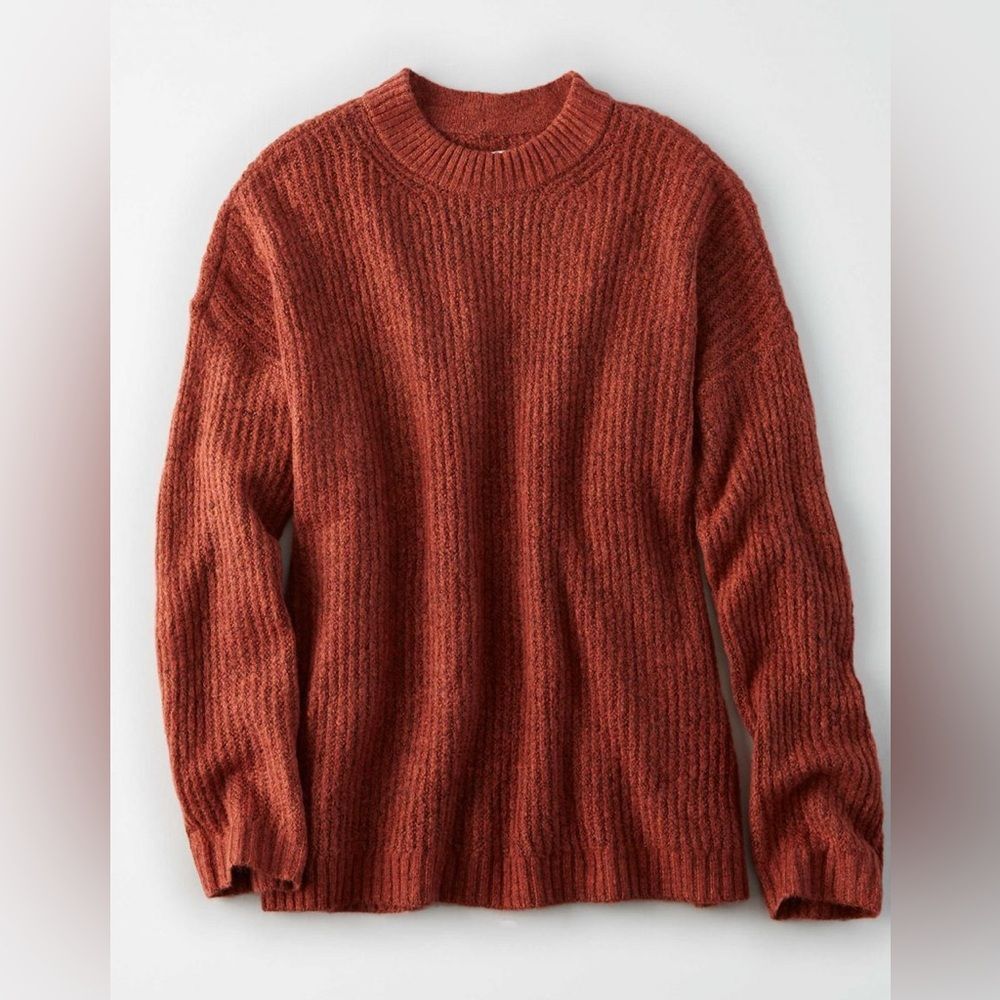 American Eagle Cozy Rust Knit Sweater